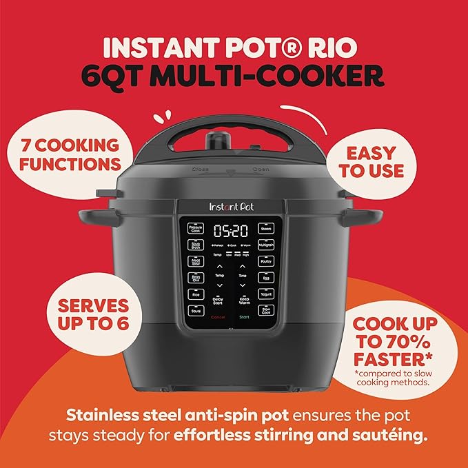 Instant Pot RIO 6クォート マルチクッカー Instant Pot RIO 7-in-1 Multi-Functional Smart Cooker (6 QT/5.7 L
