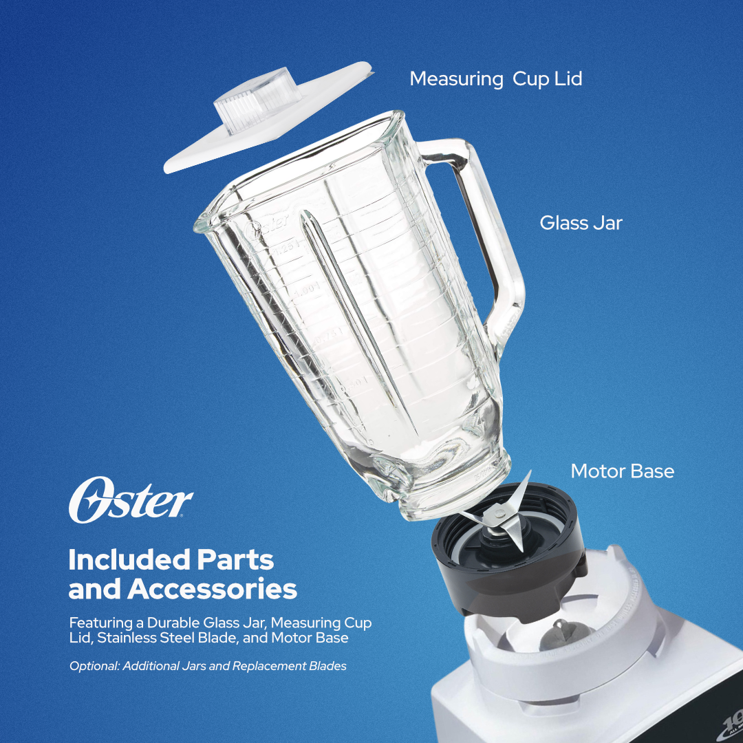 Oster 10-Speed Blender with Heat Resistant Glass Jar (Heavy Duty  Blender with Ice Crusher) Glass Jar