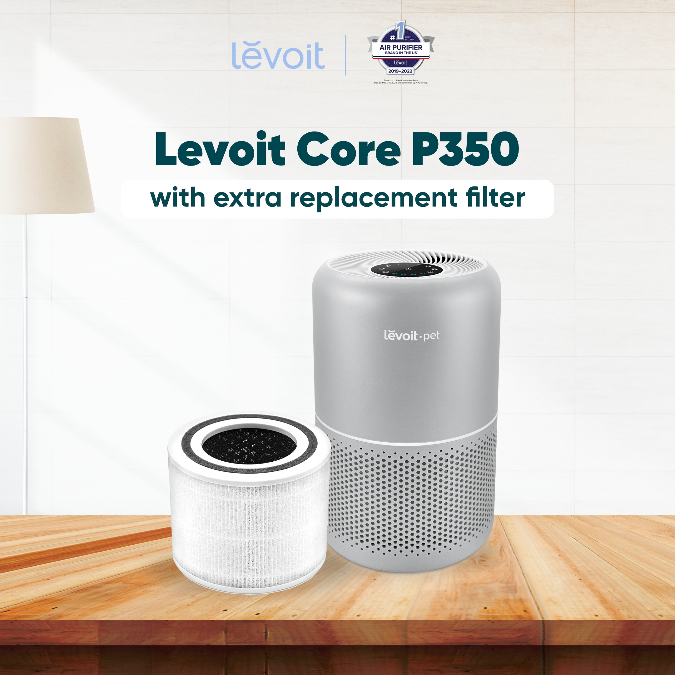 Levoit Air Purifier Core P350 Pet Care Air Purifier and Replacement ...